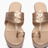 Wedge Kohalpuris rose gold front zoom