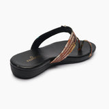 Floral Flat Kohlapuri black back