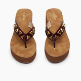 Patent Stone Studded Wedges maroon front