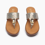 Single Stone Embellished Wedges gold front