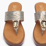 Single Stone Embellished Wedges gold front zoom