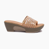 Open Toe Clear Wedges beige side profile