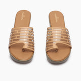 Open Toe Clear Wedges beige front