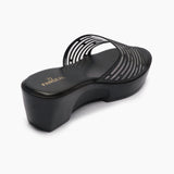 Open Toe Clear Wedges black back