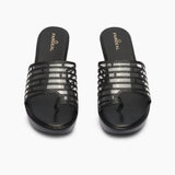 Open Toe Clear Wedges black front