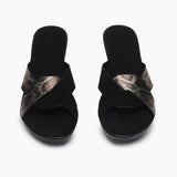 Snake Pattern Wedges black front