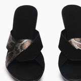 Snake Pattern Wedges black front zoom