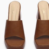 Chunky Heel Mules tan front zoom