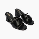 Chain Embellished Heels black side angle