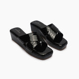 Cross Pattern Wedges black side angle