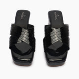 Cross Pattern Wedges black front