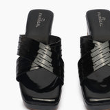Cross Pattern Wedges black front zoom