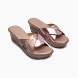 Snake Pattern Wedges rose gold side angle