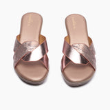 Snake Pattern Wedges rose gold front