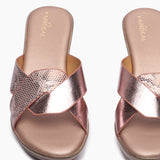 Snake Pattern Wedges rose gold front zoom