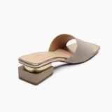Snake Pattern Embellished Flat Mules dull gold back