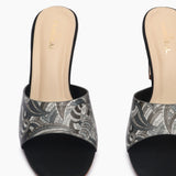 Textured Block Heel Slip Ons black front angle zoom