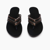 Split Strapped Flats black front