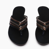 Split Strapped Flats black front zoom