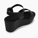 Shimmery Wedge Sandals black back