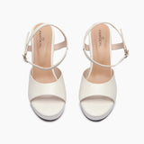 Reptilian Print Platform Sandals white front