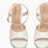 Reptilian Print Platform Sandals white front zoom