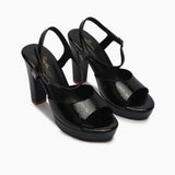 Reptilian Print Platform Sandals black side angle