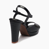 Reptilian Print Platform Sandals black back