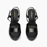 Reptilian Print Platform Sandals black front