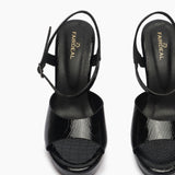 Reptilian Print Platform Sandals black front zoom