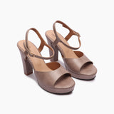 Reptilian Print Platform Sandals light pink side angle