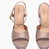 Reptilian Print Platform Sandals light pink front zoom