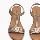 Link Pattern Wedge Sandals dull gold front zoom