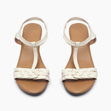 Link Pattern Wedge Sandals white front