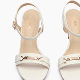 Buckle Accented Block Heel Sandals white front zoom