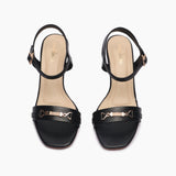 Buckle Accented Block Heel Sandals black front