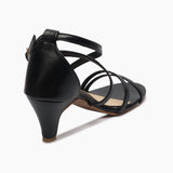Strappy Kitten Heel Sandals black back
