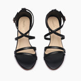 Strappy Kitten Heel Sandals black front