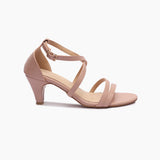 Strappy Kitten Heel Sandals light pink side profile