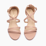 Strappy Kitten Heel Sandals light pink front