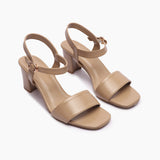 Classic Block Heel Sandals beige side angle