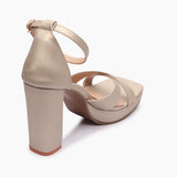 Square Toe Cross Sandals light gold back