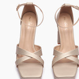Square Toe Cross Sandals light gold front zoom