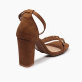 Chainlink Suede Sandals brown back
