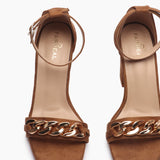 Chainlink Suede Sandals brown front zoom