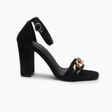 Chainlink Suede Sandals black side profile