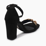 Chainlink Suede Sandals black back