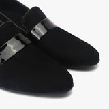 Suede Slip Ons black side angle zoom