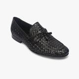 Hand Woven Tassle Moccasins black side single