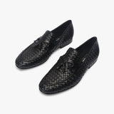 Hand Woven Tassle Moccasins black opposite